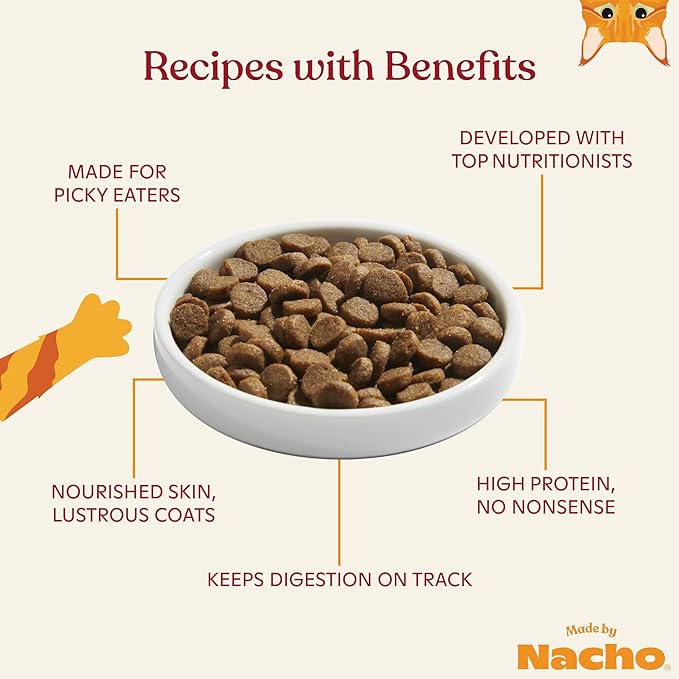 Made by Nacho Dry Cat Kibble 2lb Bag, High Protein and Grain-Friendly Premium Cat Food, Cage-Free Chicken &amp; Pumpkin Recipe, Infused with Bone Broth for Hydration, Limited Ingredients, Single Bag