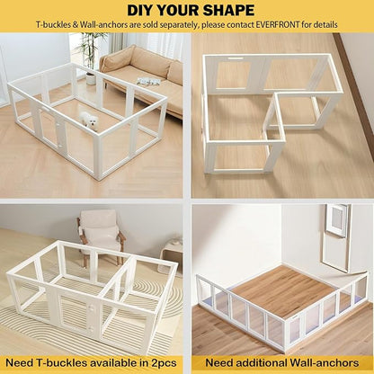 30.3“H 2PCS Extension Kit - Door+Panel, T-Buckles for Compartment, Expandable Clear Dog Play Pen Acrylic Dog Playpen Indoor,for Puppy Cat Bunny Small &amp; Medium Dogs (White, 30.3" H, 2PCS)