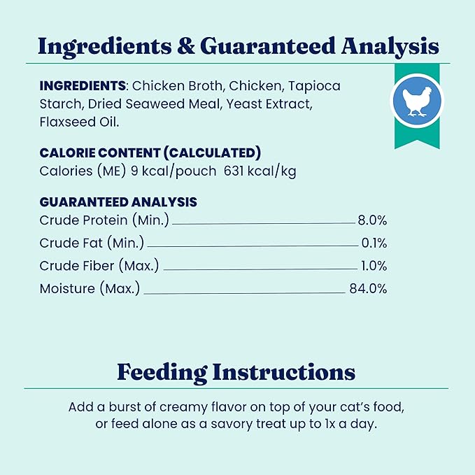 Solid Gold Lickable Cat Treats - Limited Ingredient Chicken SeaMeal™ Squeezable Healthy Cat Treats for Indoor Cats - Snack &amp; Topper Squeeze Ups for Cats w/Seaweed for Gut &amp; Immune Support - 3oz/30ct