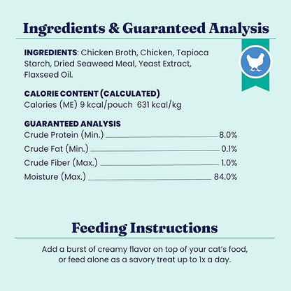 Solid Gold Lickable Cat Treats - Limited Ingredient Chicken SeaMeal™ Squeezable Healthy Cat Treats for Indoor Cats - Snack &amp; Topper Squeeze Ups for Cats w/Seaweed for Gut &amp; Immune Support - 3oz/30ct