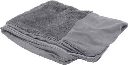 Furhaven Replacement Dog Bed Cover Plush &amp; Suede Sofa-Style, Machine Washable - Gray, Large