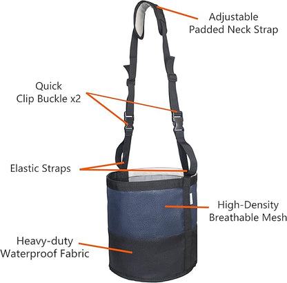 Heavy-Duty Horse Feed Bags - with Adjustable Strap, Comfort Neck &amp; Nose Pads, and Double Waterproof Bottom Mesh (2-Pack) (Blue x2)