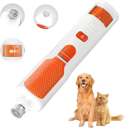 Dog Nail Grinder 7-Speed &amp; 360° LED Light, Professional Pet Nail Grinder for Dogs and Cats, Electric Dog Nail Trimmer Painless Paws Grooming &amp; Smoothing Tool for Large Medium Small Dogs Cats Pets