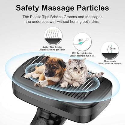 Dog Brush for Shedding &amp; Grooming Small Medium Large Dogs &amp; Cats - Remove Loose Fur, Knot, Undercoat. Suitable for Long Short Hair Lengths sensitive Animals, Black