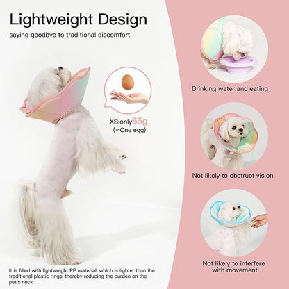 Touchdog Foldable Dog Cone Collar for Cats &amp; Dogs - Adjustable Soft Recovery Collar with Waterproof PU Coating, Lightweight Design, 24.5cm/9.6in Wide Barrier (Pink Gradient Color, XL)