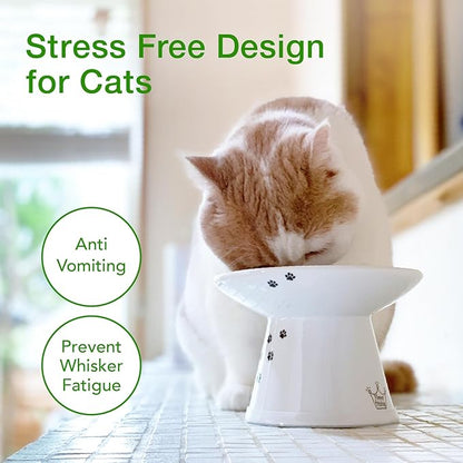 Necoichi Extra Wide Raised Cat Food Bowl, Elevated, Prevent Neck &amp; Whisker Fatigue, Dishwasher and Microwave Safe, No.1 Seller in Japan! (Cat, Extra Wide)