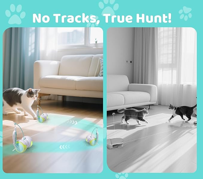 Remote Control Cat Toy with Auto Mode - Interactive Cat Toy Feather for Indoor, Moving Cats Catnip Toys &amp; LED to Keep Bored Cats Active &amp; Entertained
