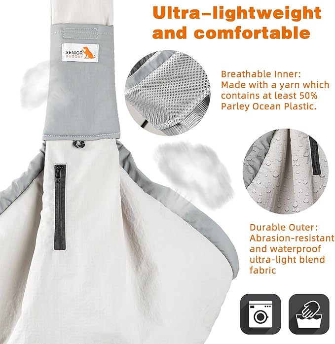 Dog Carrier Sling,Dog Carriers for Small Dogs &amp; Cats Up to 20lbs,Puppy Carrying Backpack Pet Purse with Pockets,Adjustable Shoulder Strap,Hands Free for Travel (Grey)