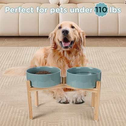 SPUNKYJUNKY Elevated Dog Bowls Ceramic, 8.3&