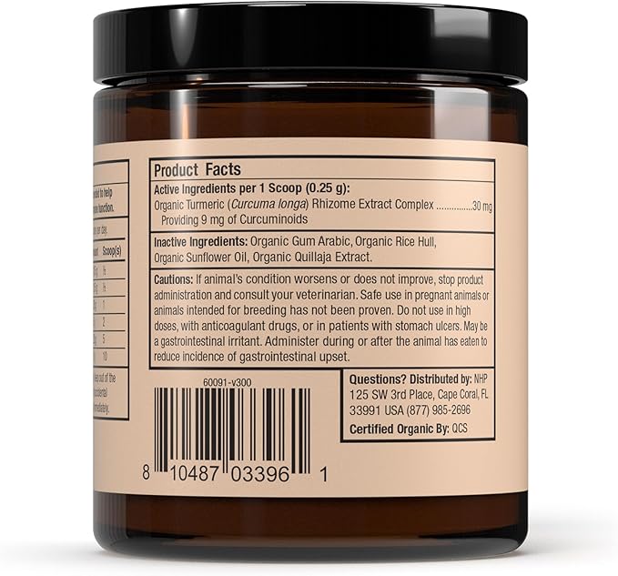 Bark &amp; Whiskers Organic Curcumin, 2.64 Oz. (75 g), 300 Scoops, Promotes Mobility &amp; Joint Health, Veterinarian Formulated, Non-GMO, Certified USDA Organic, Dr. Mercola