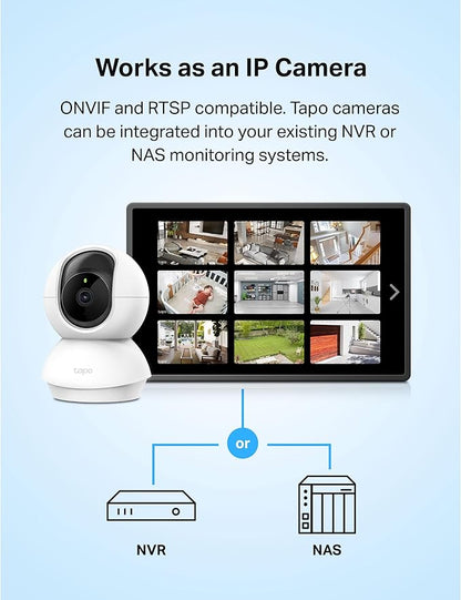 Tapo TP-Link 2K Pan/Tilt Security Camera for Baby Monitor, Dog Camera w/Motion Detection and Tracking, 2-Way Audio, Night Vision, Cloud &amp;SD Card Storage, Works w/Alexa &amp; Google Home C210