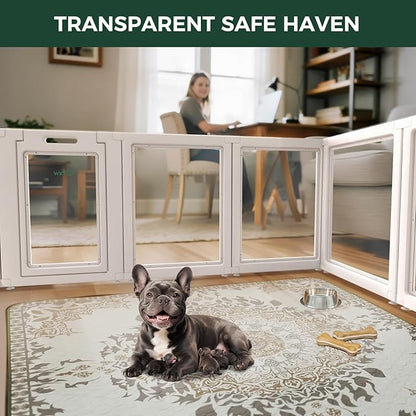 FXW AuraSpace Acrylic Indoor Unleashed Dog Playpen for Small and Medium Dogs, 30 Inch, 10 Panels, White