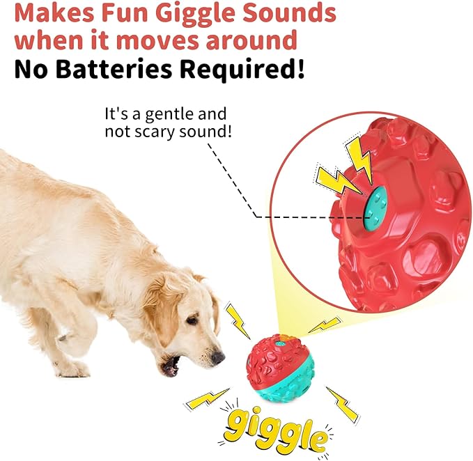 Dog Ball for Aggressive Chewers - Interactive Dog Toy Balls Fun Squeaky Sound to Keep Them Busy, Durable for Small Medium Large Breeds, Rubber Pet Chew Toys, As Seen on TV, Blue &amp; Red