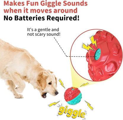 Dog Ball for Aggressive Chewers - Interactive Dog Toy Balls Fun Squeaky Sound to Keep Them Busy, Durable for Small Medium Large Breeds, Rubber Pet Chew Toys, As Seen on TV, Blue &amp; Red