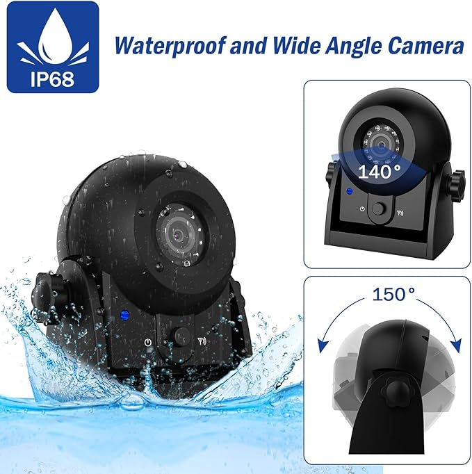 Magnetic Wireless Trailer Backup Camera System, 4.3inch TFT LCD Monitor &amp; IP68 Waterproof Rechargeable Rear View Camera, Easy to use for Trucks/Campers/SUV/Cars(MS-348)