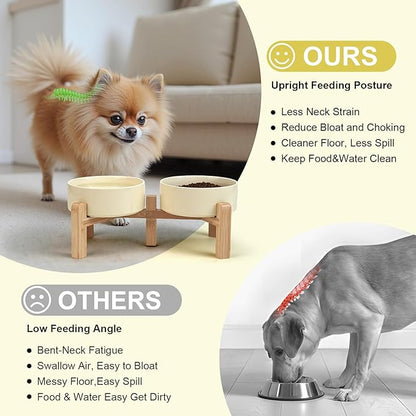 SPUNKYJUNKY Elevated Dog Bowls Ceramic, 5.1&