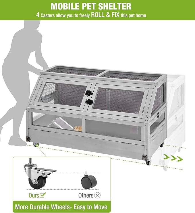 GUTINNEEN Guinea Pig Cage, Hamster Cage with Chew-Proof Aluminum Edges &amp; Leak-Proof PVC Layer, Small Animal Cage with 4-Wheel Design, Acrylic/Mesh Panels for Ferrets, Rats