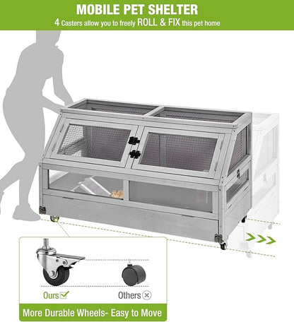 GUTINNEEN Guinea Pig Cage, Hamster Cage with Chew-Proof Aluminum Edges &amp; Leak-Proof PVC Layer, Small Animal Cage with 4-Wheel Design, Acrylic/Mesh Panels for Ferrets, Rats