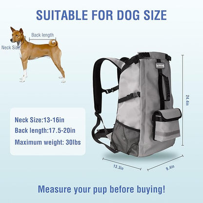 Dog Backpack for Small &amp; Medium Dogs - Adjustable Pet Carrier for Travel &amp; Hiking, Hands-Free Puppy Backpack with Storage Pockets, Breathable Mesh, Reflective Strips &amp; Non-Slip Handle