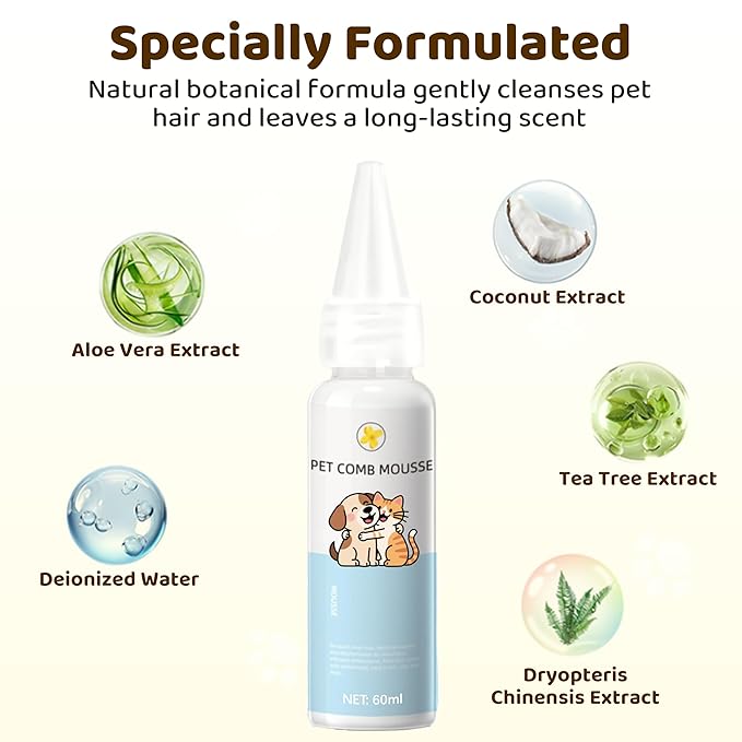 Steam Cat Brush, 6-in-1 Dog Brush Spritz Defur Comb with Pet Waterless Shampoo, Steamy Skin Friendly Deshedding Grooming Tool, Suitable for Shedding &amp; Haired Pets, Pet Supplies Accessories, White
