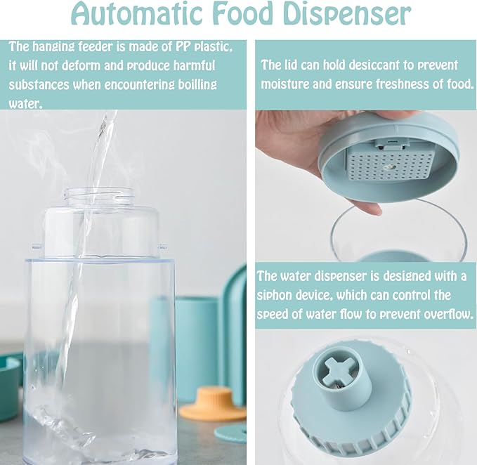 Hanging Automatic Rabbit Water Dispenser, Auto Dog Kennel Water Dispenser 35OZ Gravity Bunny Feeder, Dog Cage &amp; Crate Waterer for Rabbit Guinea Pig Hedgehog Ferret Kitty Puppy