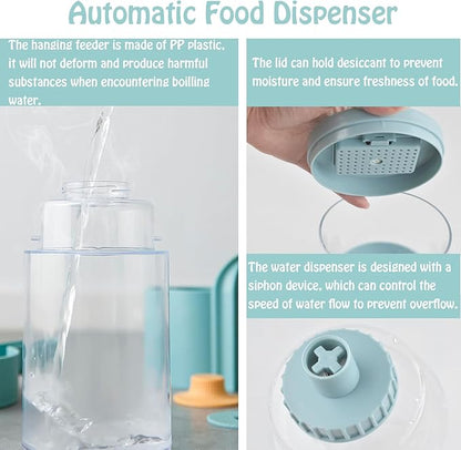 Hanging Automatic Rabbit Water Dispenser, Auto Dog Kennel Water Dispenser 35OZ Gravity Bunny Feeder, Dog Cage &amp; Crate Waterer for Rabbit Guinea Pig Hedgehog Ferret Kitty Puppy