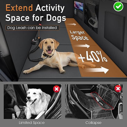 Dog Cover for Car Backseat with Crossbar Design, Hard Bottom Car Seat Cover for Dogs with Back seat Extender, Waterproof Dog Hammock for Full-Size SUV, and Truck