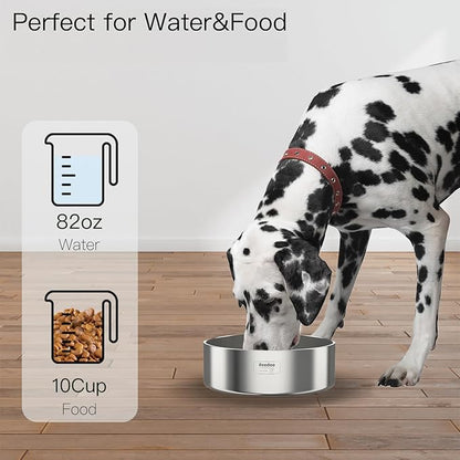 82oz Double Layers 304 Stainless Steel Dog Bowl - Insulated &amp; Durable | Non-Slip Base | Easy to Clean | BPA-Free Safe Dog Food and Water Bowl