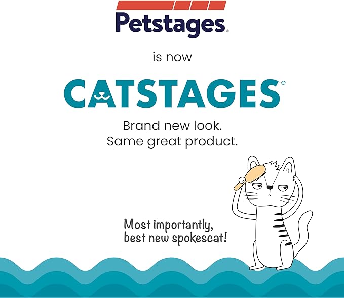 Catstages Scratch &amp; Groom Cat Scratcher with Removable Curved Brush for Self-Grooming Station, Orange