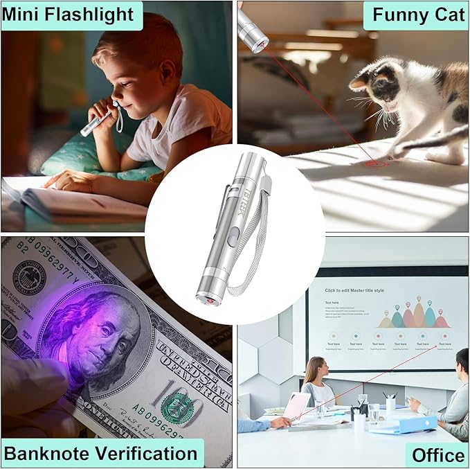 TBTeek Cat Toys, USB Rechargeable Kitten Toy, 3 Light Modes &amp; 5 Adjustable Patterns, Portable Interactive Pet Dog Cat Mouse Toy for Fun Chase Play Exercise