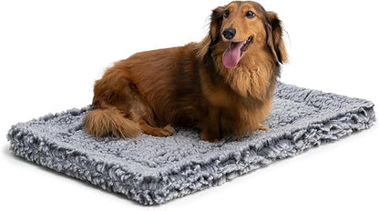 Stoutwool Indestructible Dog Bed - Fluffy Chew Proof Dog Crate Pad - Tough Kennel Pad for Aggressive Chewers - Washable, Ideal for Small Breeds &amp; Fits 24-Inch Crate - 23"x16", Charcoal