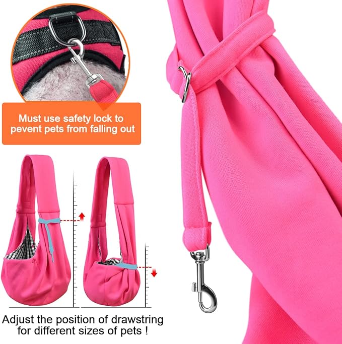 Tomkas Small Dog Sling Carrier - Classic Pocket &amp; Classic Strap - for 3-10 lbs Pets(Rosered)