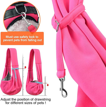 Tomkas Small Dog Sling Carrier - Classic Pocket &amp; Classic Strap - for 3-10 lbs Pets(Rosered)