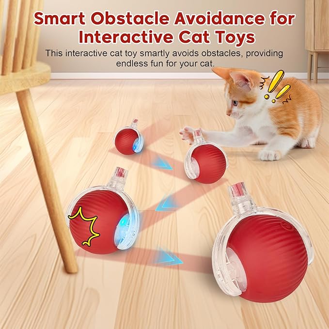 Interactive Cat Toy Dog Toy, Electric Automatic Rolling Moving Toys, Self Activated Play Smart Rolling Ball for Cats &amp; Dogs, Chase Teaser Pet Ball for Bored Indoor Cats/Kittens/Dogs, Rechargeable