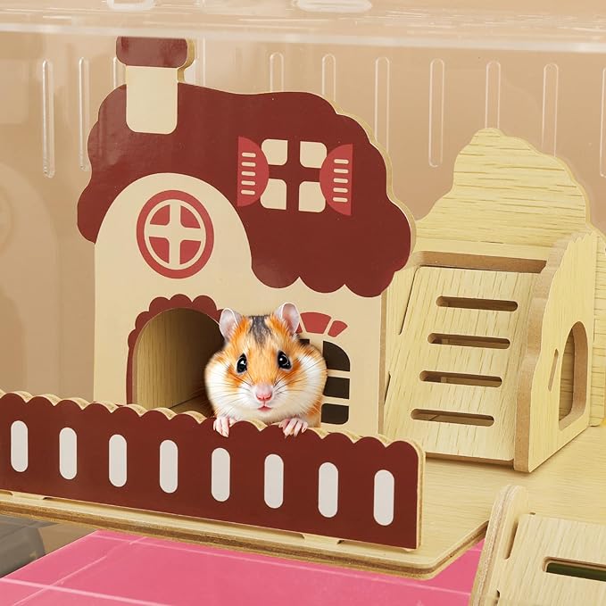 8 in 1 Clear Acrylic Hamster Cage with All Accessories,13.5&