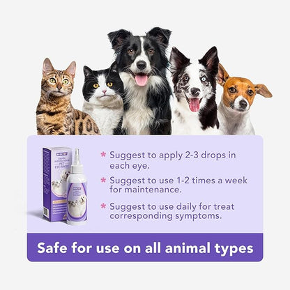 HICC PET Dog Eye Drops, Eye Drops for Dog Care &amp; Cat Care, Soothe Allergy, Relieve Dry Eyes Pink Eyes, Pet Tear Stain Cleaner (2 x 5.1 fl oz)