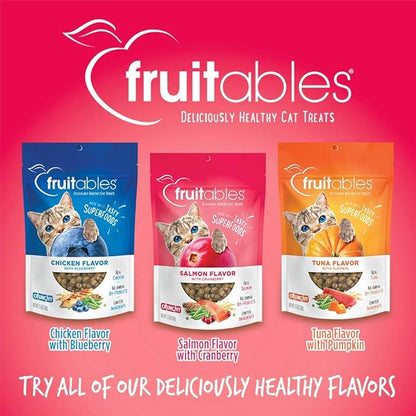Fruitables Cat Treats Crunchy Salmon &amp; Cranberry Cat Treats Healthy Low Calorie, High Protein Wheat, Corn &amp; Soy Free 30 Ounces