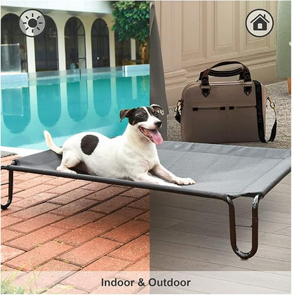 pettycare Elevated Dog Bed Cot, Raised for Large Dogs, No Screws, Stable Frame &amp; Durable Supportive Teslin Recyclable Mesh, Breathable, Indoor &amp;Outdoor Pet Beds, Fits up to 35 lbs, 28x22x8 &