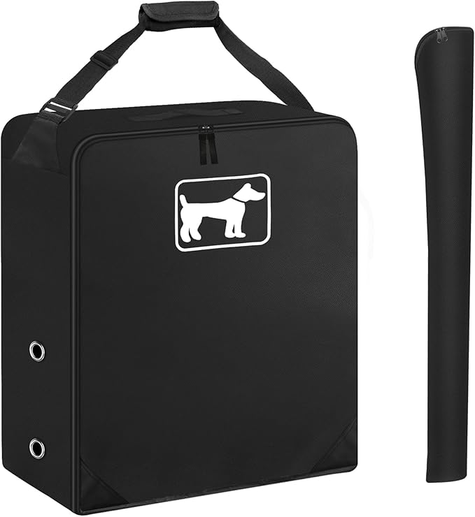 SIRUITON Dog Playpen Storage Bag Fits 24" H 8 Panels and 9 Stakes Suitable for Foldable Exercise Pet Playpen, RV Dog Fence Travel Bag,with Reinforcing Plate &amp; Shoulder