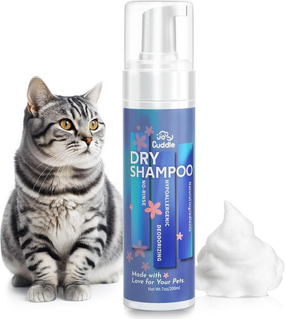 Waterless Cat Shampoo - No Rinse Foam Cat Bath | Licking Safe Dry Shampoo for Dander Reducing | pH Balanced (7 oz) for Kitten Sensitive Skin | Deep Cleansing Relieves Itchy Skin &amp; Shedding