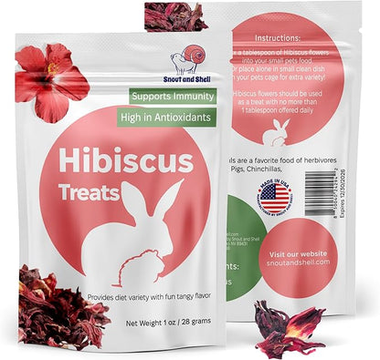 Snout and Shell Hibiscus Treats – 100% Natural Dried Flowers for Small Pets – Immunity Support &amp; Antioxidants – Healthy Snack for Rabbits, Guinea Pigs, &amp; Chinchillas (1 oz)