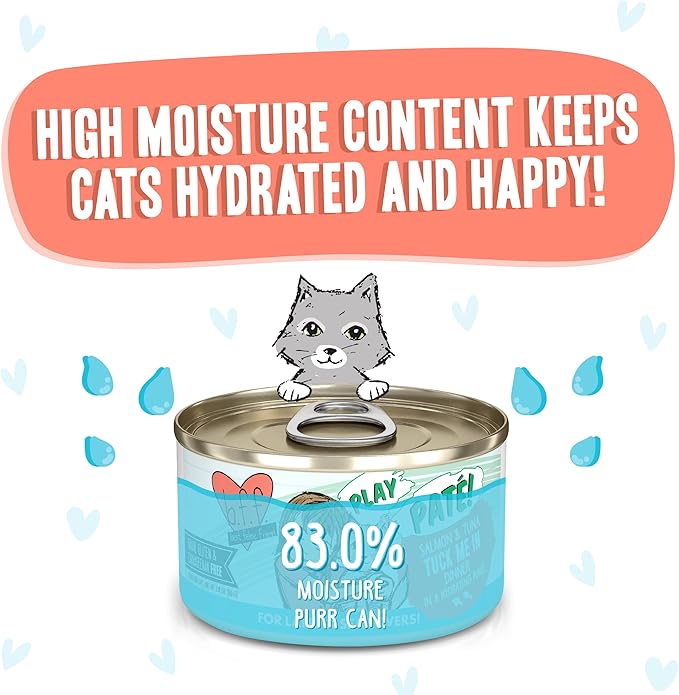 Weruva B.F.F. Play - Best Feline Friend Paté Lovers, Aw Yeah!, Salmon &amp; Tuna Tuck Me in with Salmon &amp; Tuna, 2.8oz Can (Pack of 12)