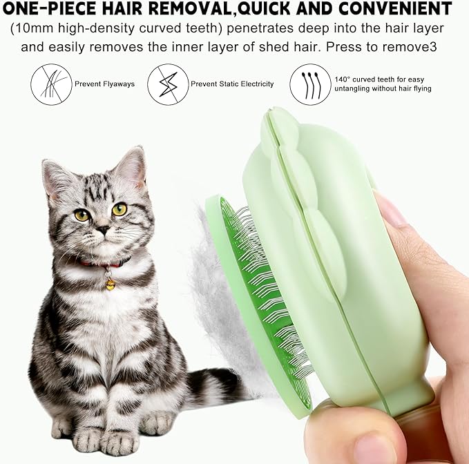 Cat Hair Brush for Shedding, 3-in-1 Pet Spray Hair Removal Comb with Visual Spray &amp; Release Button, Waterproof Dog Grooming Brush for Furry Pet