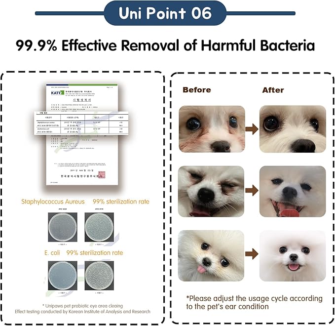 UNIPAWS Dog &amp; Cat Eye Area Cleaner with Wipes – Vet-Recommended Tear Stain Remover – 5.1 fl oz Cleaner + 50 Dry Finger Wipes – Probiotic &amp; Plant Formula, Gentle Grooming Care
