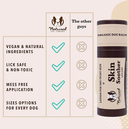 Natural Dog Company Skin Soother Balm for Skin Irritation, Allergy &amp; Itch Relief for Dogs, Hot Spot Treatment, Dog Moisturizer for Dry Skin, Healing Ointment with Coconut Oil &amp; Vitamin E (2 oz Stick)