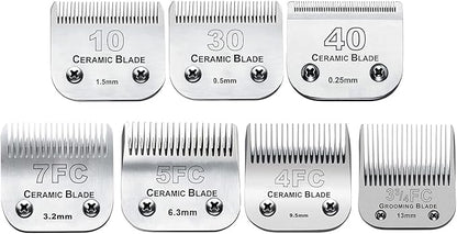 7Pack 10 Blades Dog Grooming Replacement Blades Compatible with Andis Pet Clipper/Oster A5/Wahl KM Series Dog Clipper,Ceramic Blade &amp; Stainless Steel Blade (