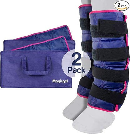 Magic Gel Horse Ice Pack with Carry Case - Twin Ice Boots | Cooling Horse Leg Wraps for Hock, Ankle, Knee, Legs, Boots, and Hooves | Horse Tack, Horse Supplies &amp; Horse Gift Ideas for Horse Lovers