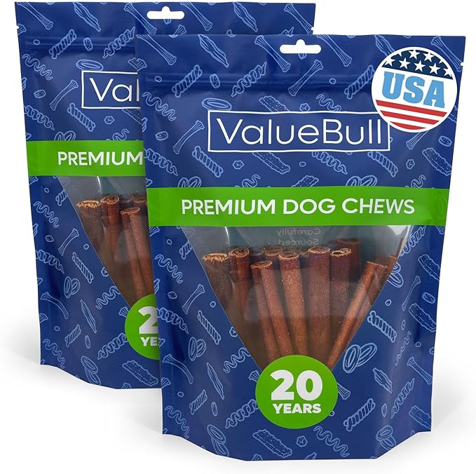 ValueBull USA Collagen Sticks for Dogs, 6 Inch Medium Chews, Natural Long-Lasting Dog Treats, 50 Count - Promotes Joint, Skin &amp; Coat Health with Glucosamine and Chondroitin