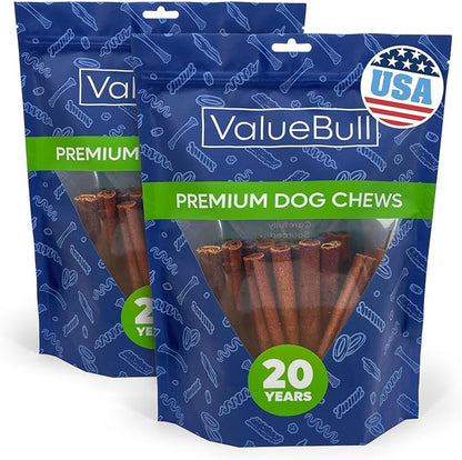 ValueBull USA Collagen Sticks for Dogs, 6 Inch Medium Chews, Natural Long-Lasting Dog Treats, 50 Count - Promotes Joint, Skin &amp; Coat Health with Glucosamine and Chondroitin