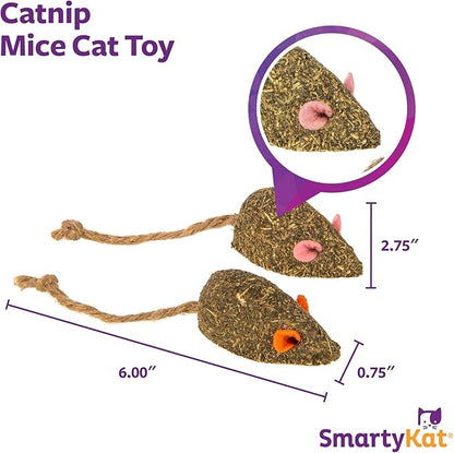 SmartyKat Instincts Mouser Mayhem HappyNip Cat Toy, Compressed Catnip &amp; Silverine-Shaped Mice, Mentally Stimulating, Durable &amp; Less Mess, 2-Pack
